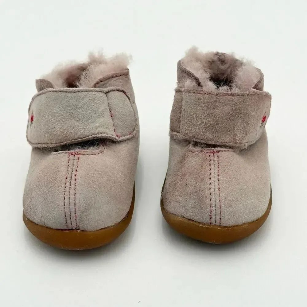 See Kai Run Infant Girls Avery Shearling First Walker Booties Hook and Loop Pink